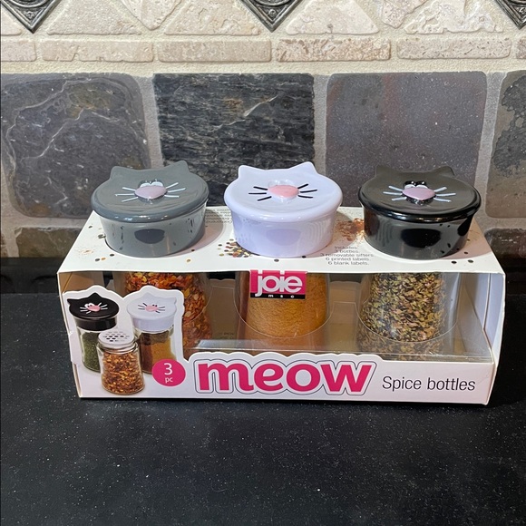 New Joie Meow Cat Spice Bottle Set - Gray, White, Black - 3 - Picture 1 of 4